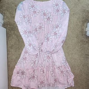 Light pink and white flower long sleeve dress. Size M